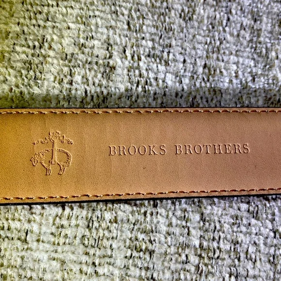 Brooks Brothers Stitched Leather Belt with Brass Buckle Size 34